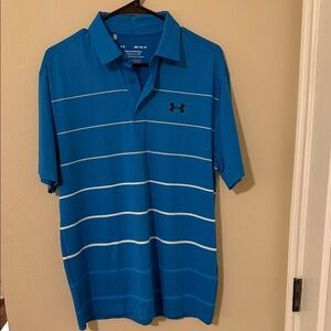 Under Armour Men's Blue Polo with White Stripes